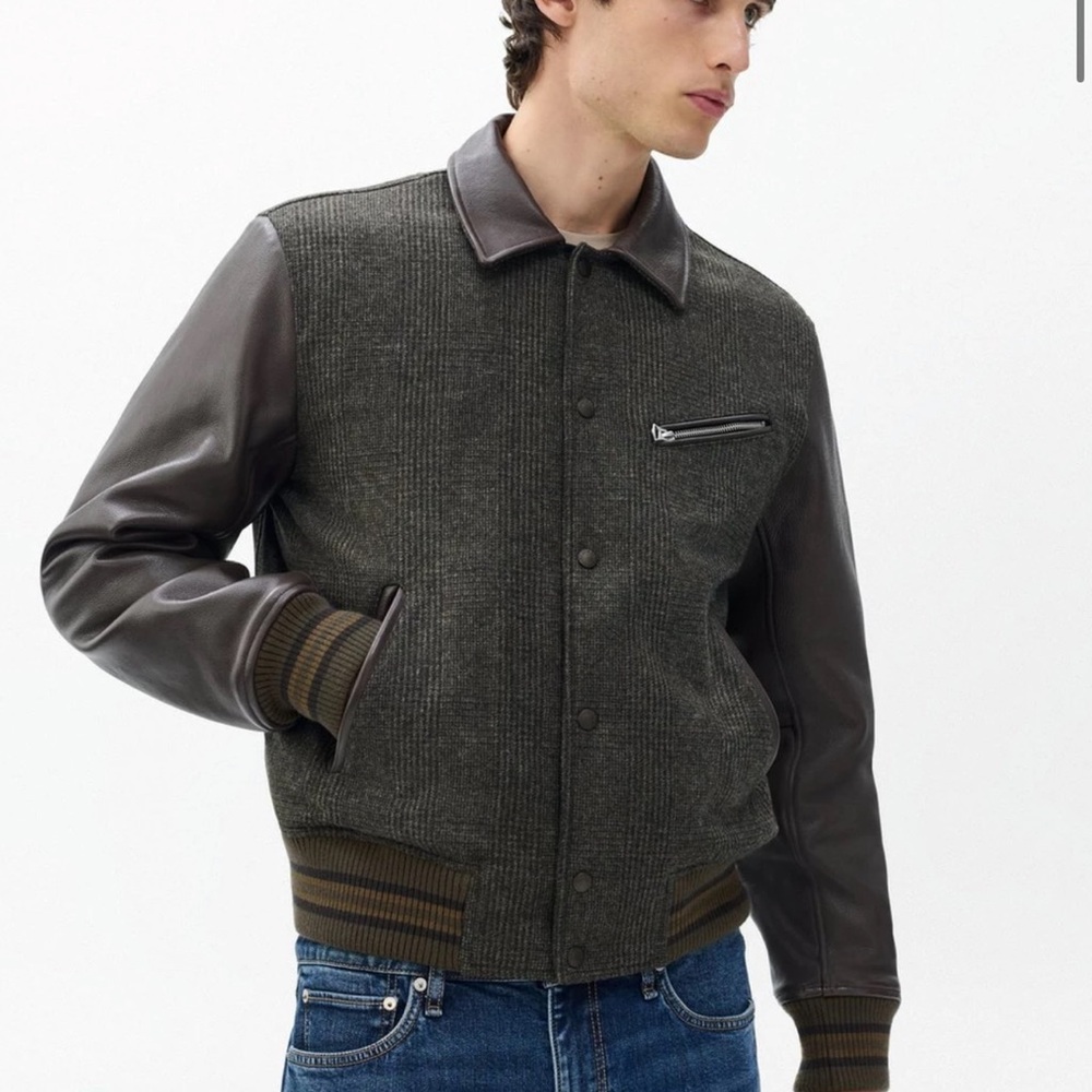 Rag & Bone Charcoal and Dark Brown Bomber Jacket